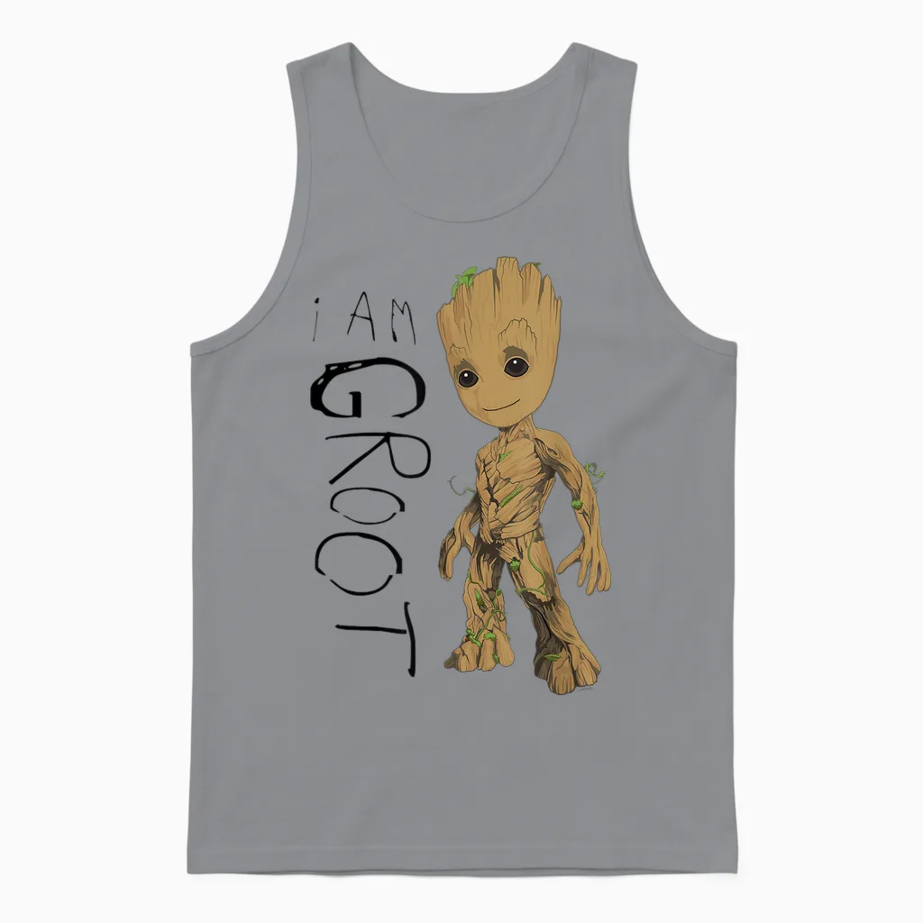 Guardians of the Galaxy Vol.2 I Am Groot Scribbles Unisex Tank Top in Sport Grey