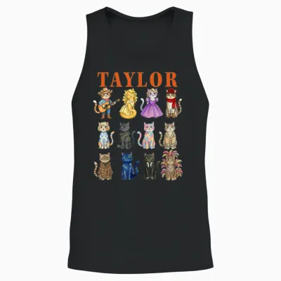 Taylor Groovy Name Cat 80's Vintage Birthday Girls Unisex Tank Top - Black