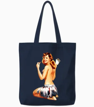 Vintage Retro Sexy Girl Pin Up Tote Bags - Navy