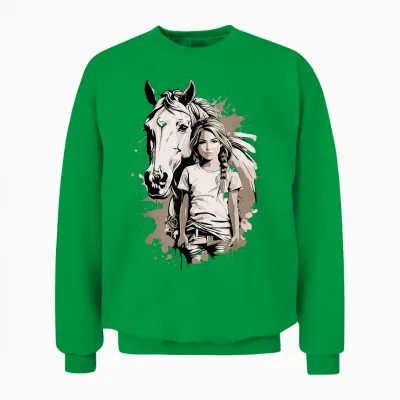 Mädchen Mit Pferd Unisex Sweatshirt - Irish Green