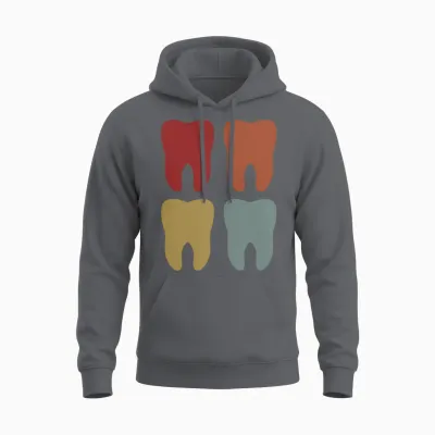 Teeth Retro Dental Unisex Hoodie - Charcoal