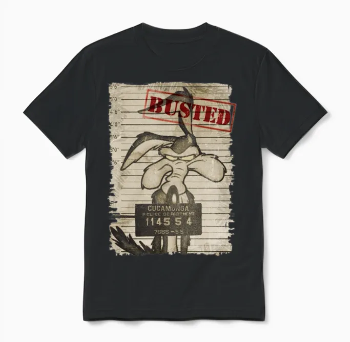 Looney Tunes Wile E. Coyote Busted Unisex T-Shirt in Black