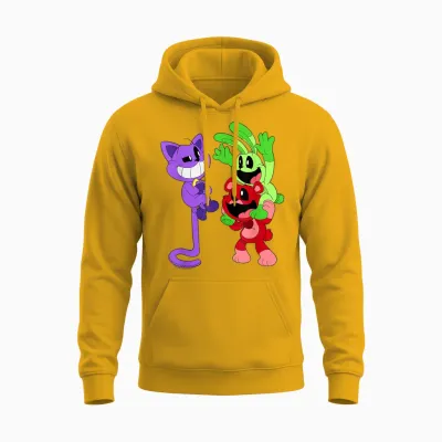 Poppy Playtime Catnap Bobby Bearhug & Hoppy Hopscotch Unisex Hoodie - Gold