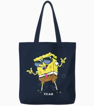 Spongebob Squarepants Cool Yeah Sunglasses Tote Bags - Navy
