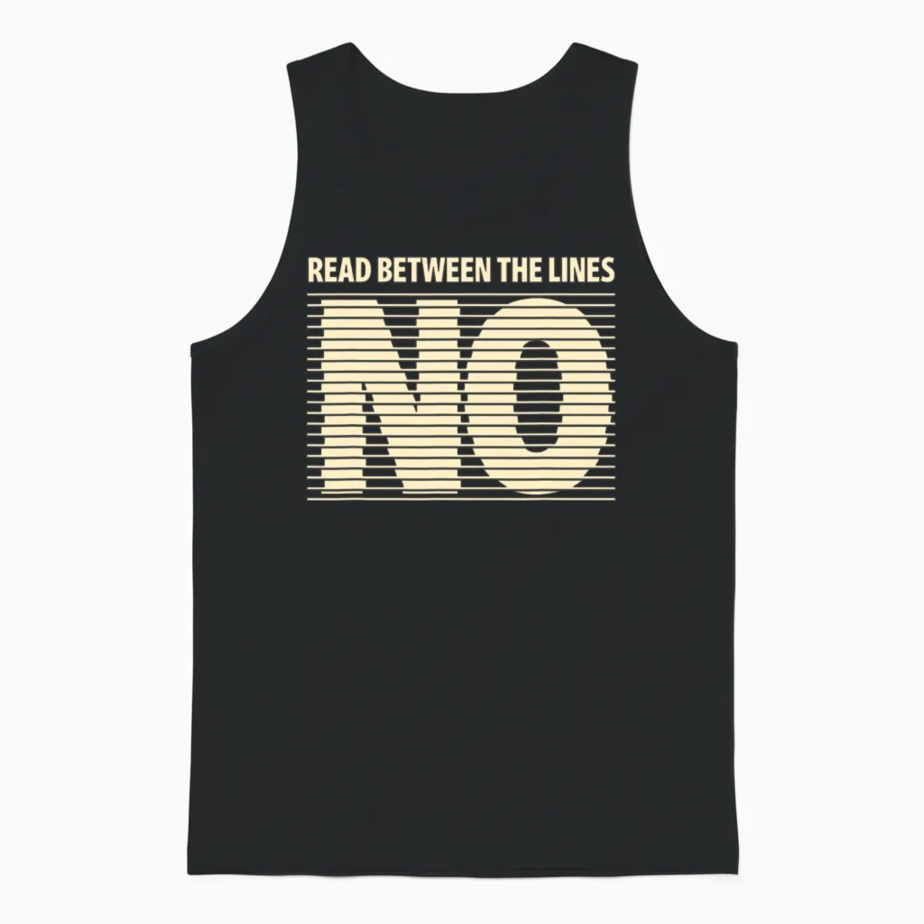 Read Between the Lines - Hidden Message Design Unisex Tank Top in Black