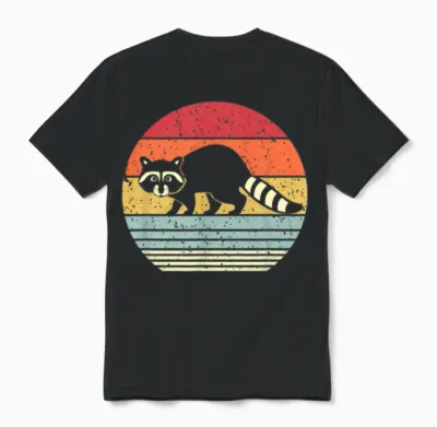 Raccoon Shirt. Retro Style Unisex T-Shirt - Black