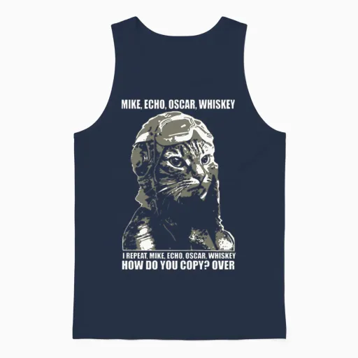 Mike Echo Oscar Whiskey I Repeat Mike Echo Oscar W Unisex Tank Top - Navy