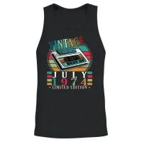 July 1974 Vintage Birthday Present Unisex Tank Top - Black – 2