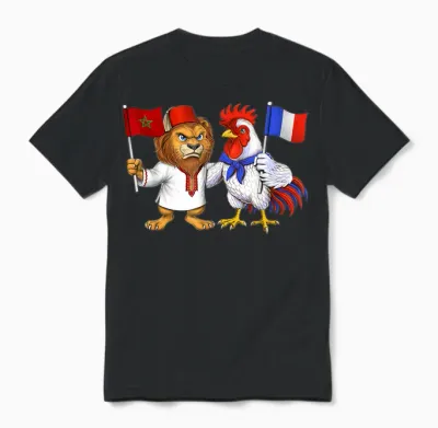 Flag France Morocco Roots Franco-Moroccan Pride Unisex T-Shirt - Black