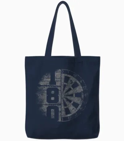 Dart 180 Dartboard Retro Dart T-Shirt, Black Tote Bags - Navy