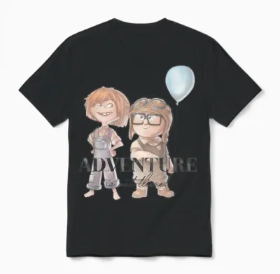 Disney 100 and Pixar's Up Carl Ellie Adventure Is Out There Unisex T-Shirt - Black