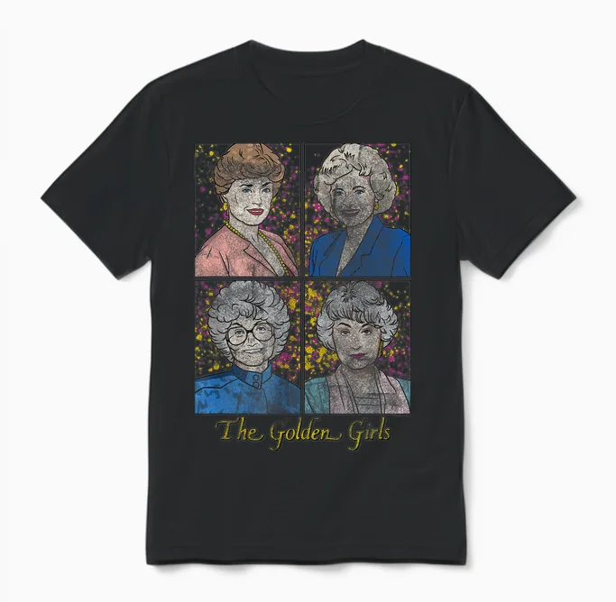 The Golden Girls Modern Cast Sketch Retro Tv Show Unisex T-Shirt in Black