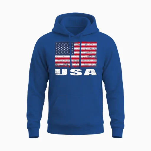 Usa Flag Grunge Country Flag Usa Unisex Hoodie in Royal