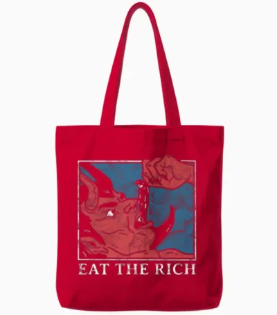 Eat the Rich Satan Devil Goth Punk Grunge Witch V Tote Bags - Red