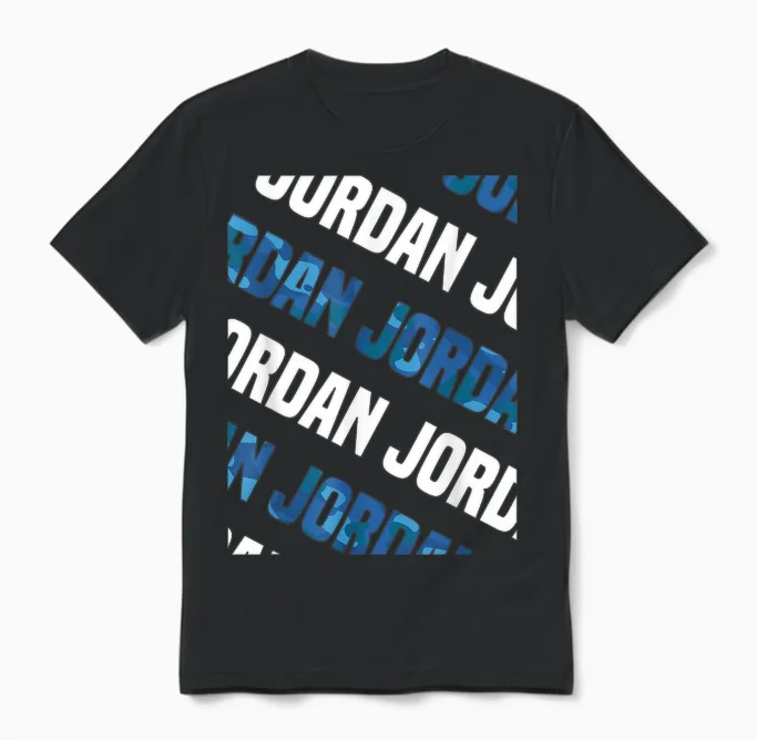 Jordan Camo Pattern Blue Camouflage Unisex T-Shirt in Black
