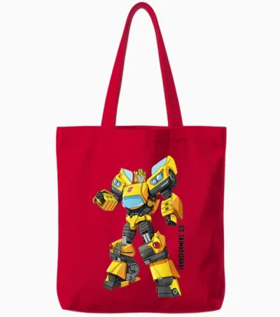 Transformers Bumblebee Autobots Epic Pose Logo T-Shirt, Blue Tote Bags - Red
