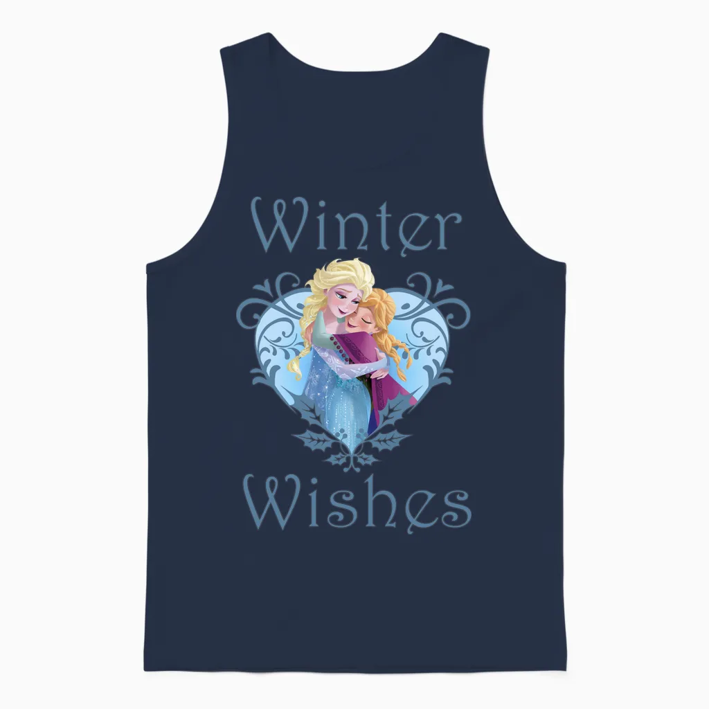 Disney Frozen Anna & Elsa Winter Wishes Long Sleeve, Black, S Unisex Tank Top in Navy