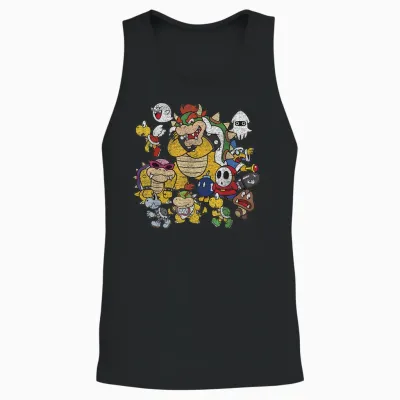 Nintendo Super Mario Bowser Enemy Group Shot Unisex Tank Top - Black