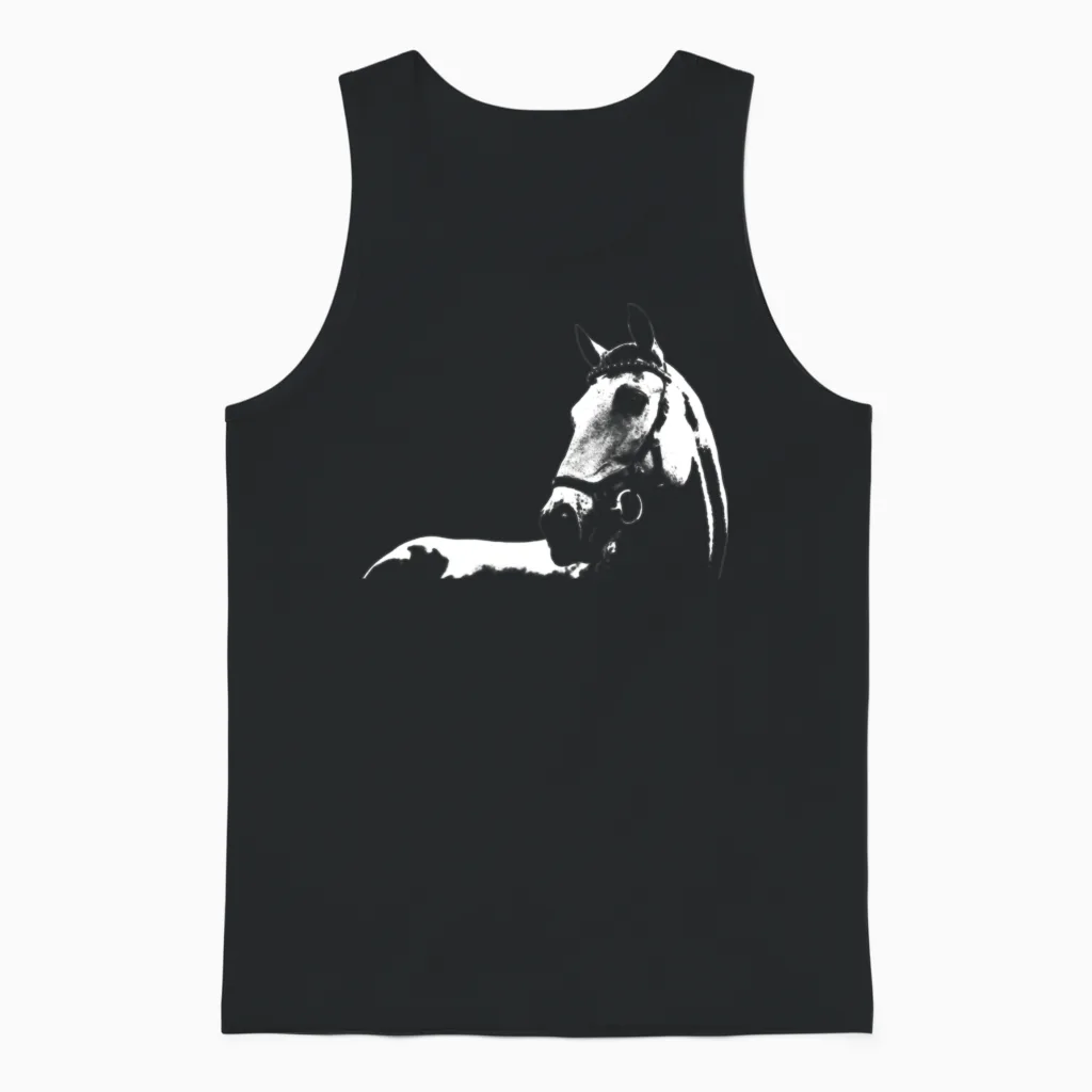 Horse Silhouette Horse Illustration Unisex Tank Top in Black