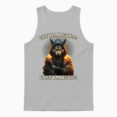 Guten Morgen? Ganz Dünnes Eis! Lustiges Wolf Kaffee Unisex Tank Top - Ash
