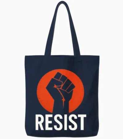 Resist - Raised Fist Street Art Protest Design Tote Bags - Navy