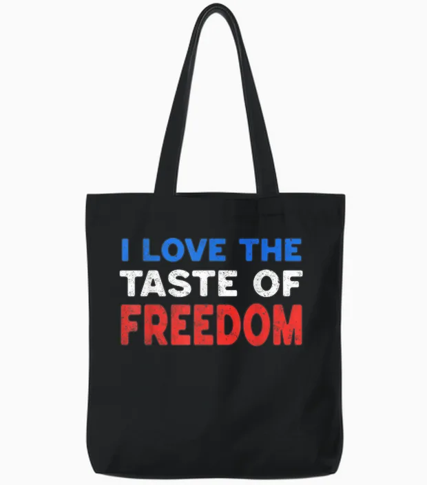 I Love the Taste of Freedom - Couples Matching 4th of July Tote Bags in Black