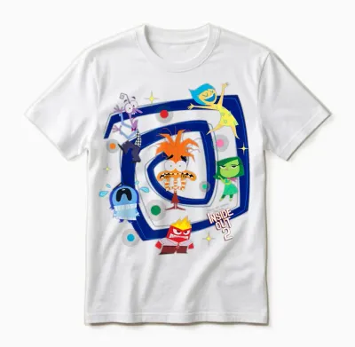 Disney and Pixar's Inside Out 2 Emotional Spiral Anxiety T-Shirt, Black, S Unisex T-Shirt - White