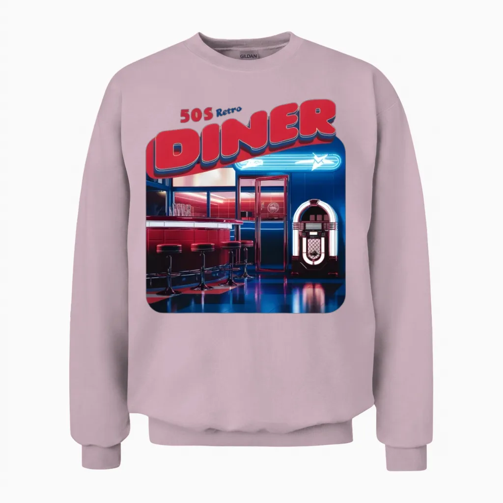 50s Retro Diner Good Times Unisex Sweatshirt in Light Pink
