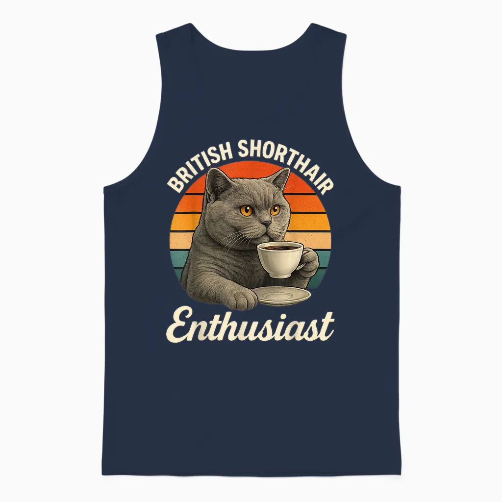 Britannique Amateur De Cheveux Courts Pour Chat Maman British Shorthair Unisex Tank Top in Navy