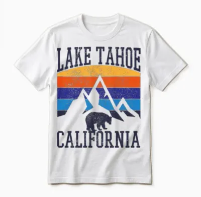 Lake Tahoe California Vintage Souvenir Unisex T-Shirt - White