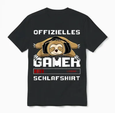Gamer Pyjamas Sloth Official Gamer Sleep Shirt T-Shirt, Black Unisex T-Shirt - Black