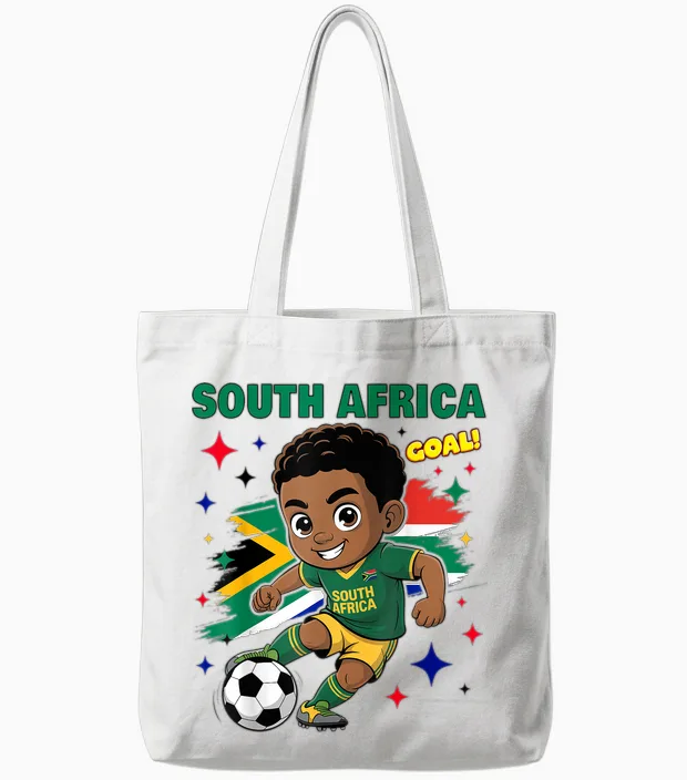 Südafrika Kid Goal Cartoon Südafrika Flagge Für Kinder Tote Bags in White