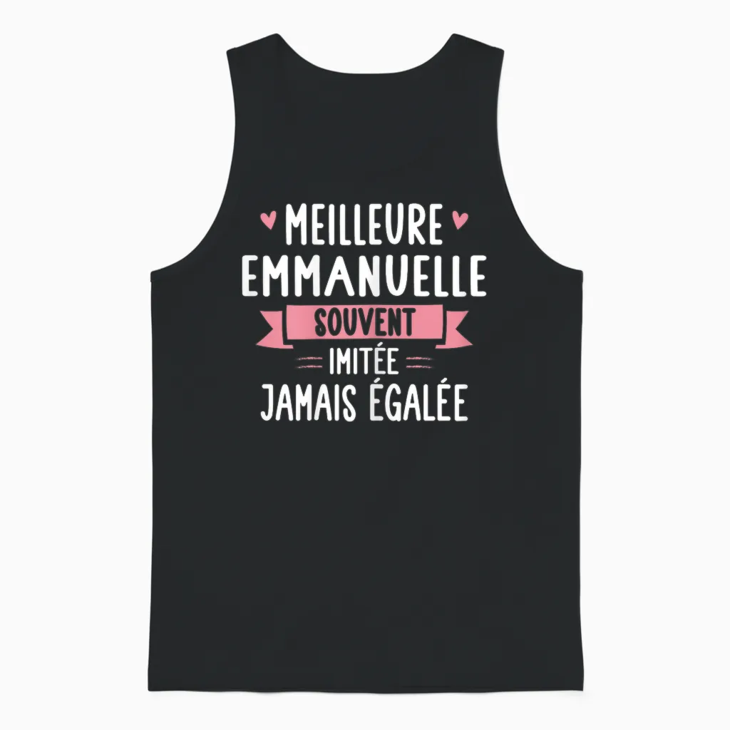 Unique Woman Humour Gift Personalized Name Emmanuelle T-Shirt, Black, Female X-Small Unisex Tank Top in Black