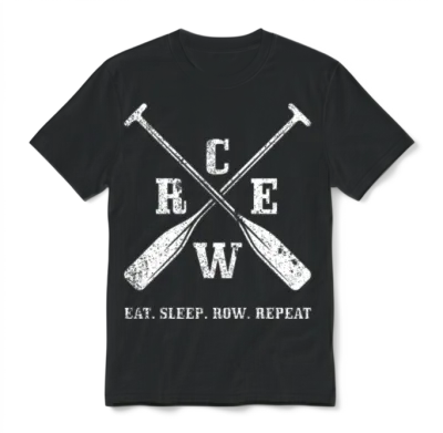 Eat. Sleep. Row. Repeat Crew Rowing Boating Crew Unisex T-Shirt - Black