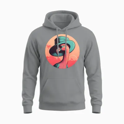 Flamingo Lovers Retro Style Unisex Hoodie - Sport Grey