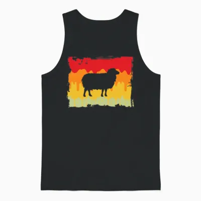 Sheep Retro Unisex Tank Top - Black