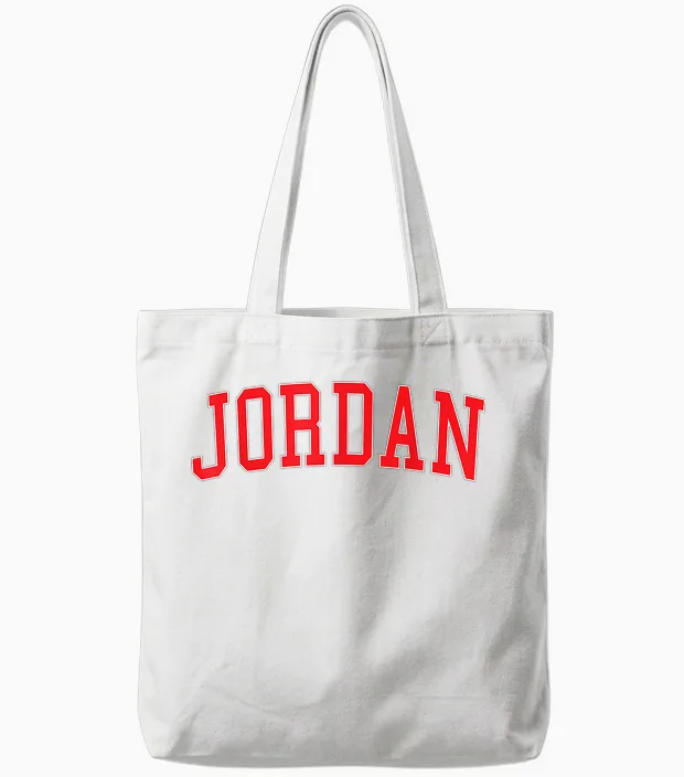 Jordan Red Varsity Tote Bags in White