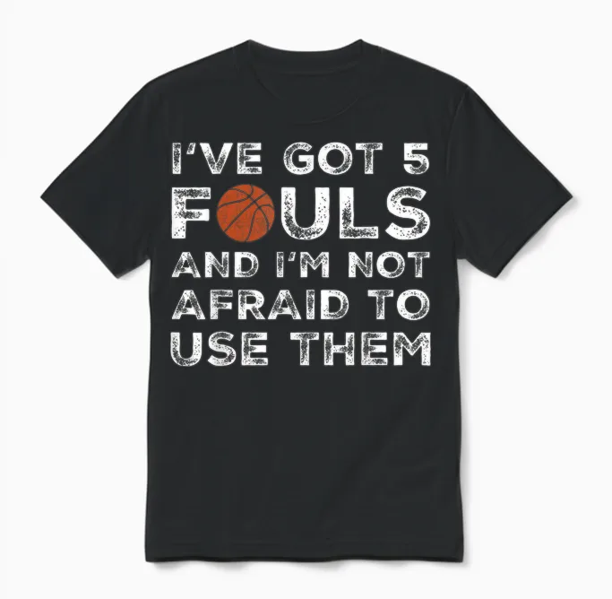 Funny Basketball Player - Hoops 5 Fouls Unisex T-Shirt in Black