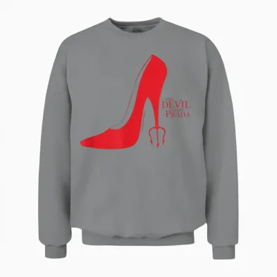 The Devil Wears Prada Red Heel Pitchfork Logo Unisex Sweatshirt - Sport Grey