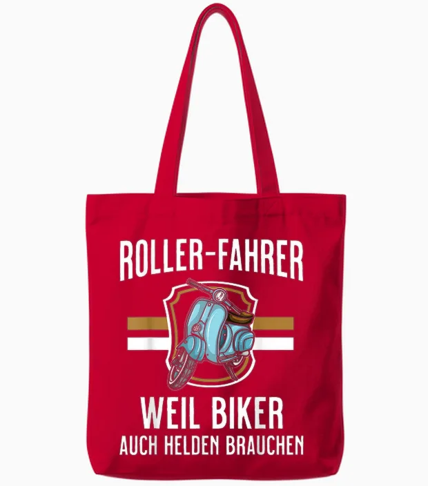 Scooter Gift for Scooter Riders Men Women Scooter Rider T-Shirt, Black Tote Bags in Red