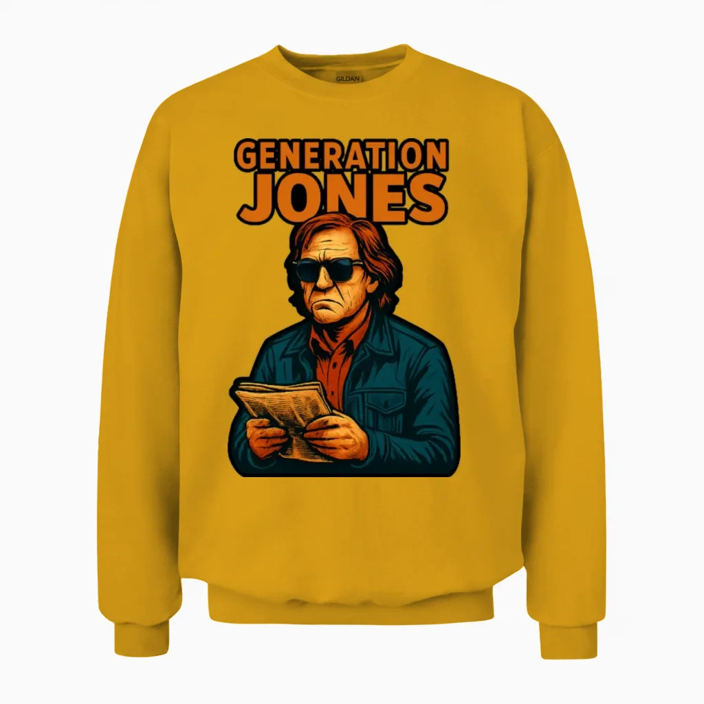 Generation Jones Retro Portrait Unisex Sweatshirt in Gold