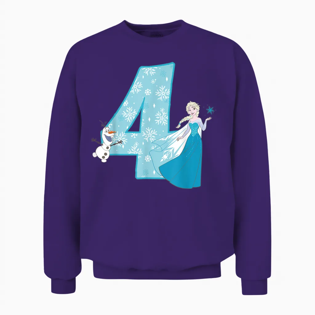 Frozen Elsa 4 Geburtstag Unisex Sweatshirt in Purple