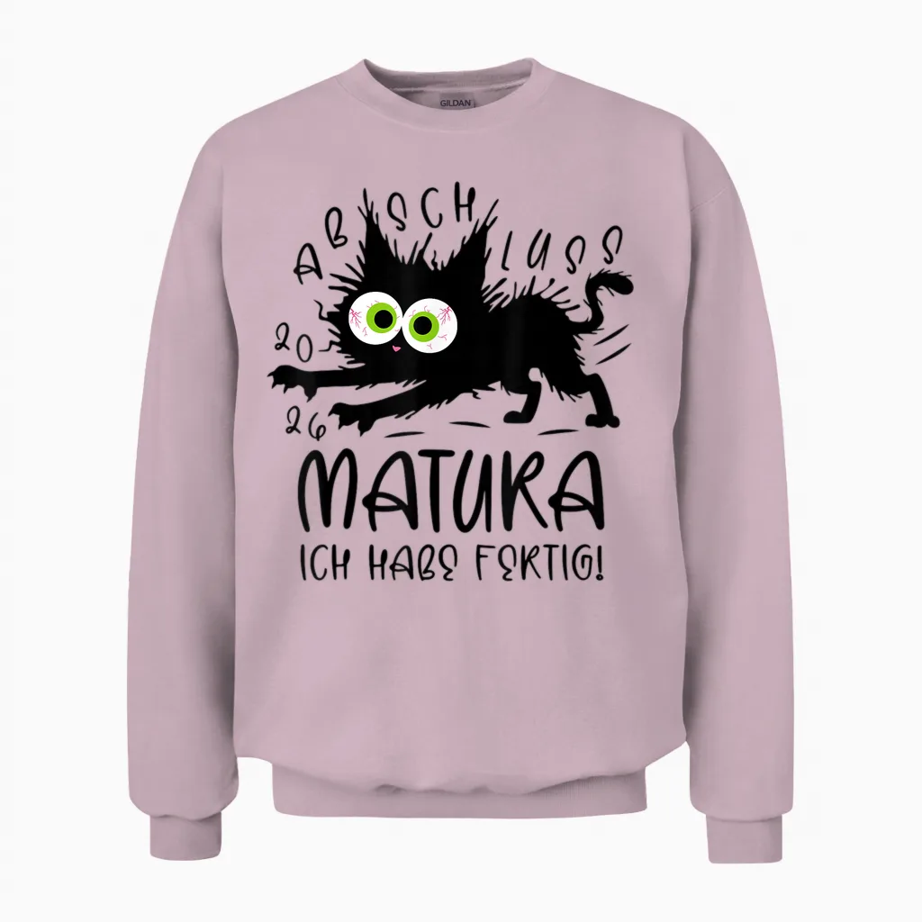 Matura 2026 Ich Habe Fertig Katze Schule Abschluss Geschafft Unisex Sweatshirt in Light Pink