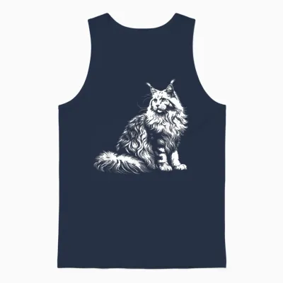 Cat Dad Mom Lover - Monochromatic Maine Coon T-Shirt, Black, S Unisex Tank Top - Navy
