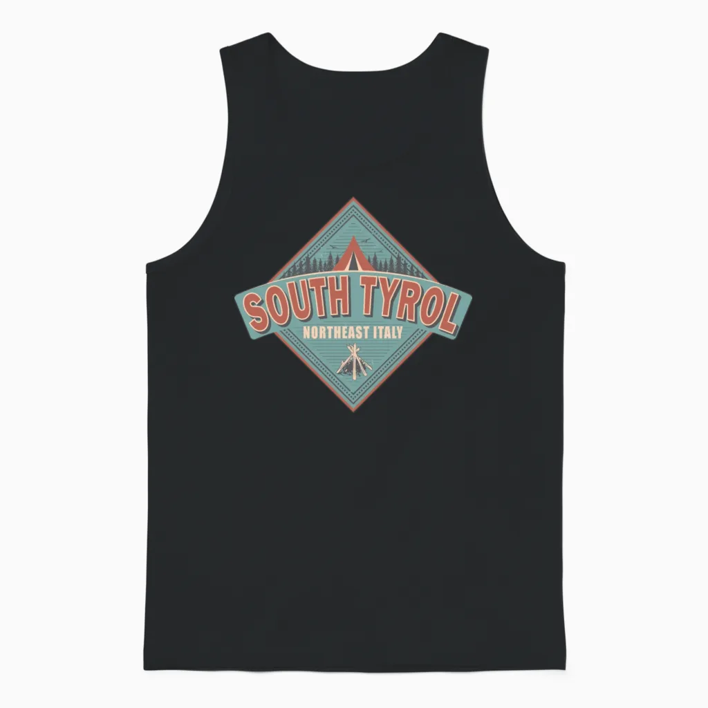 South Tyrol Italy Vintage Camping Design Unisex Tank Top in Black