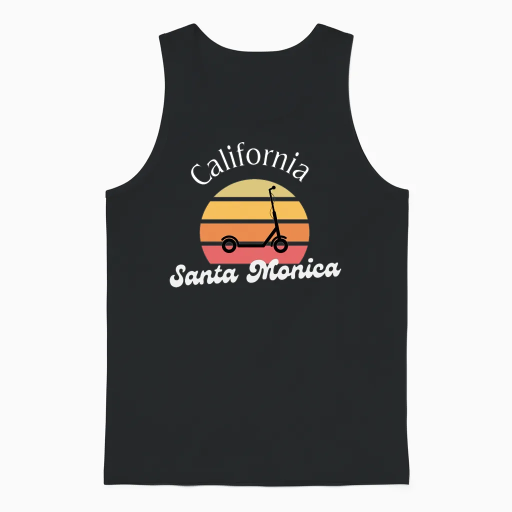 Santa Monica California Retro Unisex Tank Top - Black