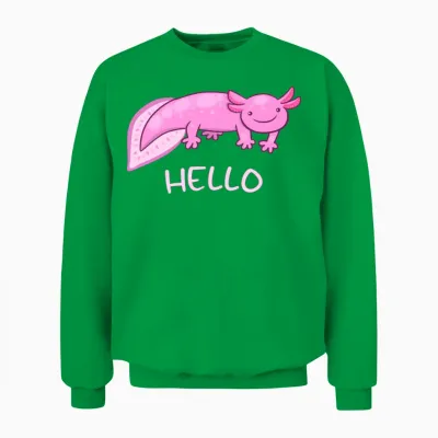 Hello Funny Axolotl Unisex Sweatshirt - Irish Green