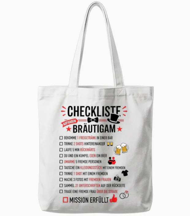 Jga Checkliste Bräutigam Aufgaben Junggesellenabschied Tote Bags in White