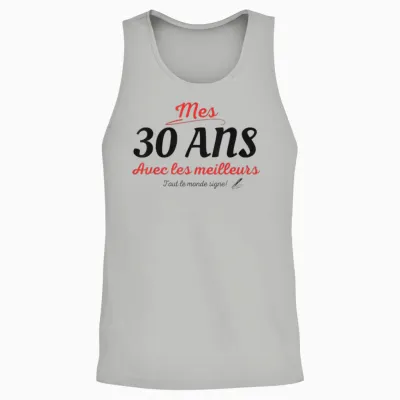 To Sign 30 Years Anniversary Gift Anniv 30 Years Signature T-Shirt, White, S Unisex Tank Top - Ash