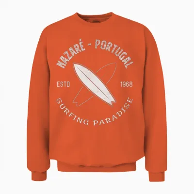 Nazare Surf Surfing Portugal Surfer Praia Do Norte Unisex Sweatshirt - Orange